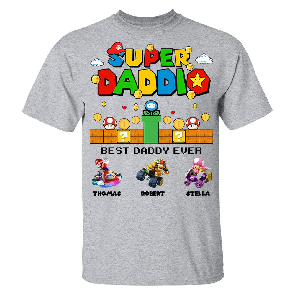 Super Daddio It's A Me Daddy, Personalized Daddio Shirt With Kids Name Custom, Father's Day Gift For Husband, Dad, Grandpa MI209 Li29