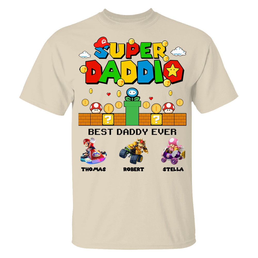 Super Daddio It's A Me Daddy, Personalized Daddio Shirt With Kids Name Custom, Father's Day Gift For Husband, Dad, Grandpa MI209 Li29