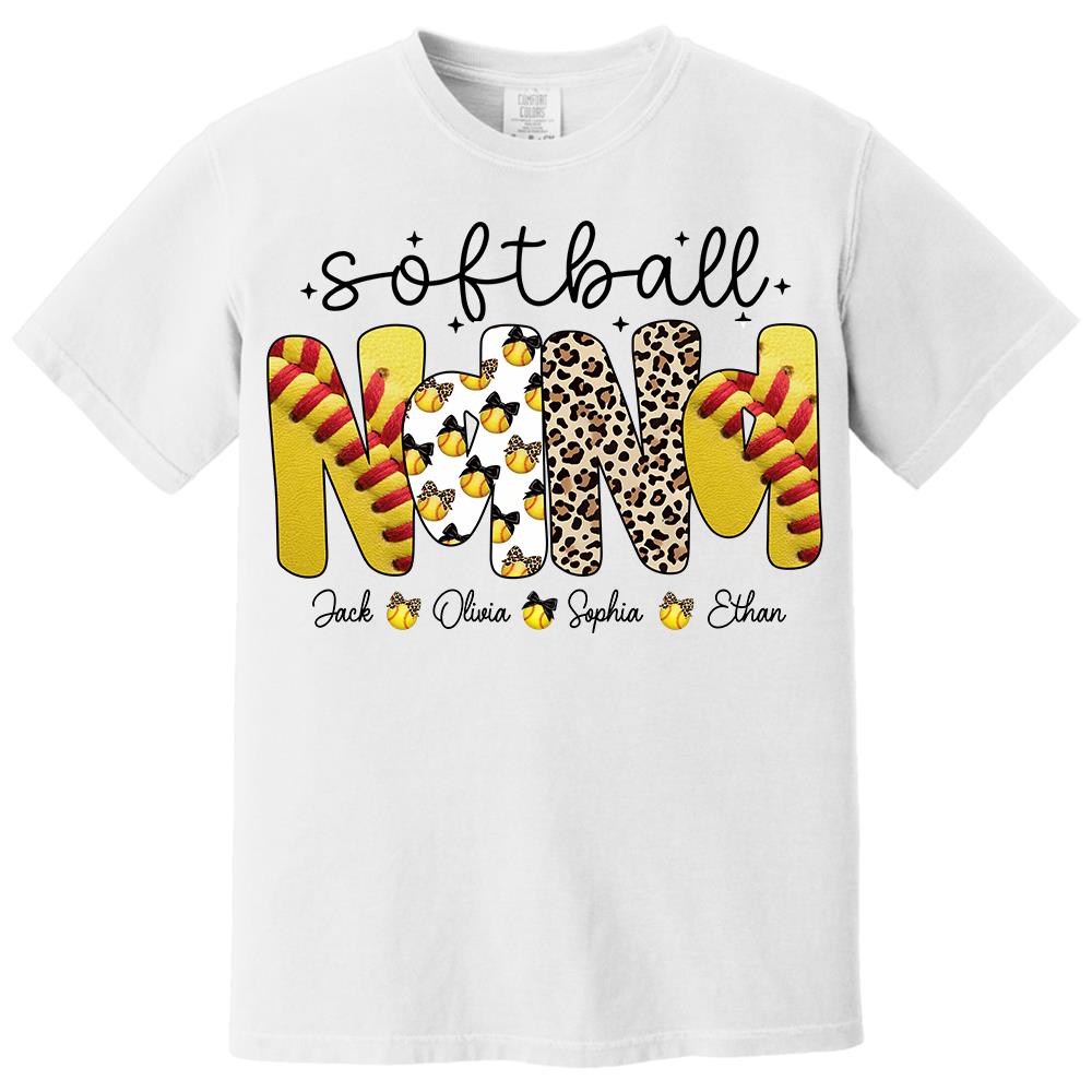 Personalized Softball Mama Shirt, Custom Softball Sports Grandma Nickname Shirt