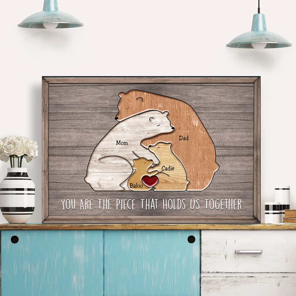 Puzzle Canvas Mom You Are The Piece That Holds Us Together Bears Family Personalized Canvas Gift For Mother - Mother's Day Gift For Her