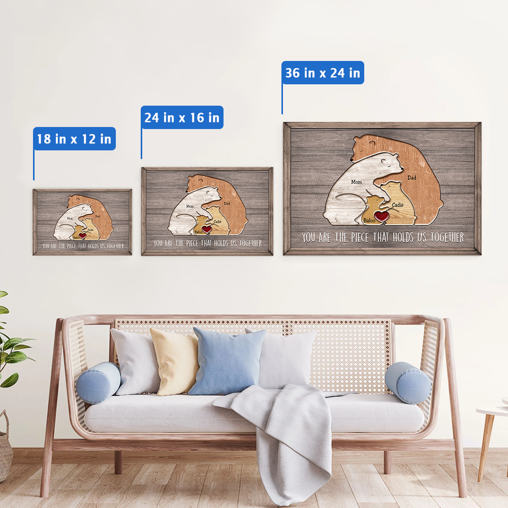 Puzzle Canvas Mom You Are The Piece That Holds Us Together Bears Family Personalized Canvas Gift For Mother - Mother's Day Gift For Her