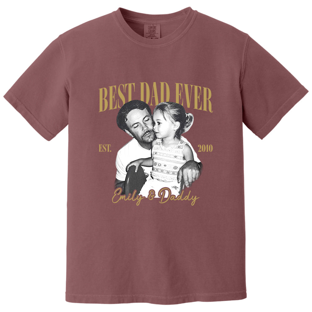 Best Dad Ever Custom Vintage Photo Shirt Fathers Day Gift from Kids, Gift for Husband, New Dad Gift, Family Picture Tee, Dad Est Shirt Vh01 