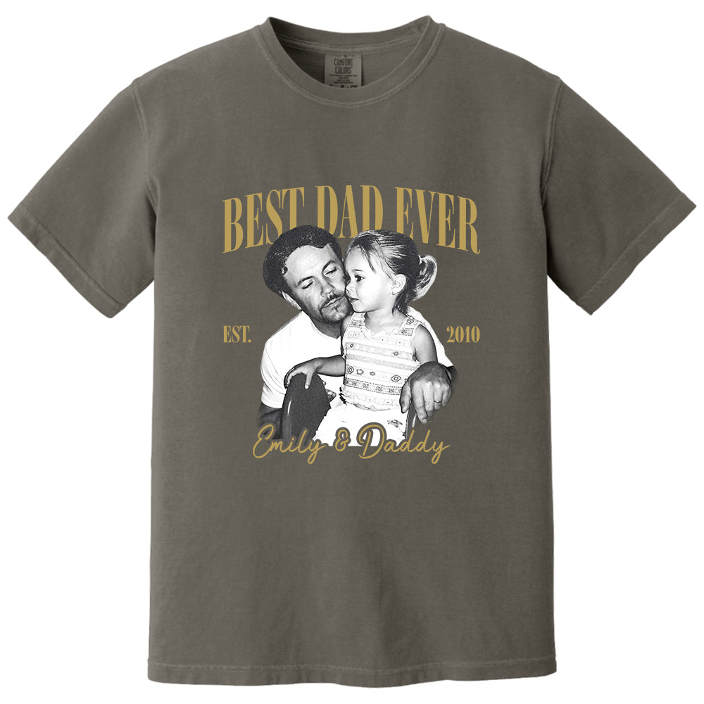 Best Dad Ever Custom Vintage Photo Shirt Fathers Day Gift from Kids, Gift for Husband, New Dad Gift, Family Picture Tee, Dad Est Shirt Vh01 