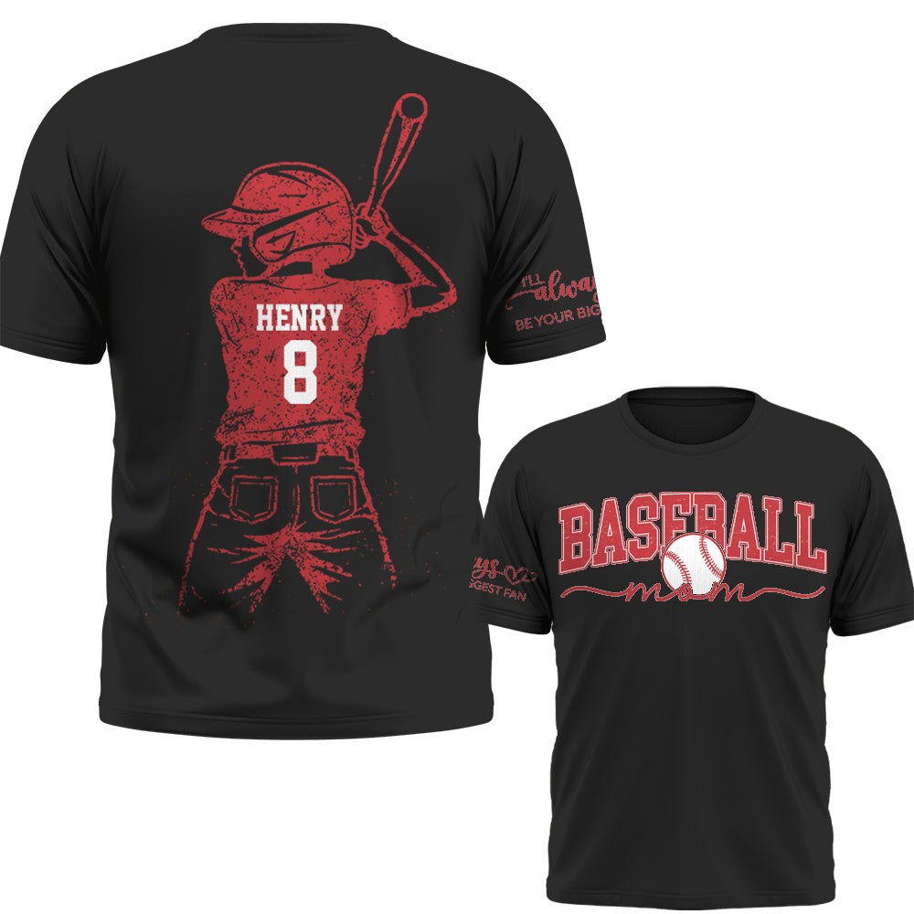 Personalized Baseball Mom Shirt, Custom Name and Number Shirt, Baseball Family Gift, Baseball Lover Apparel A2110