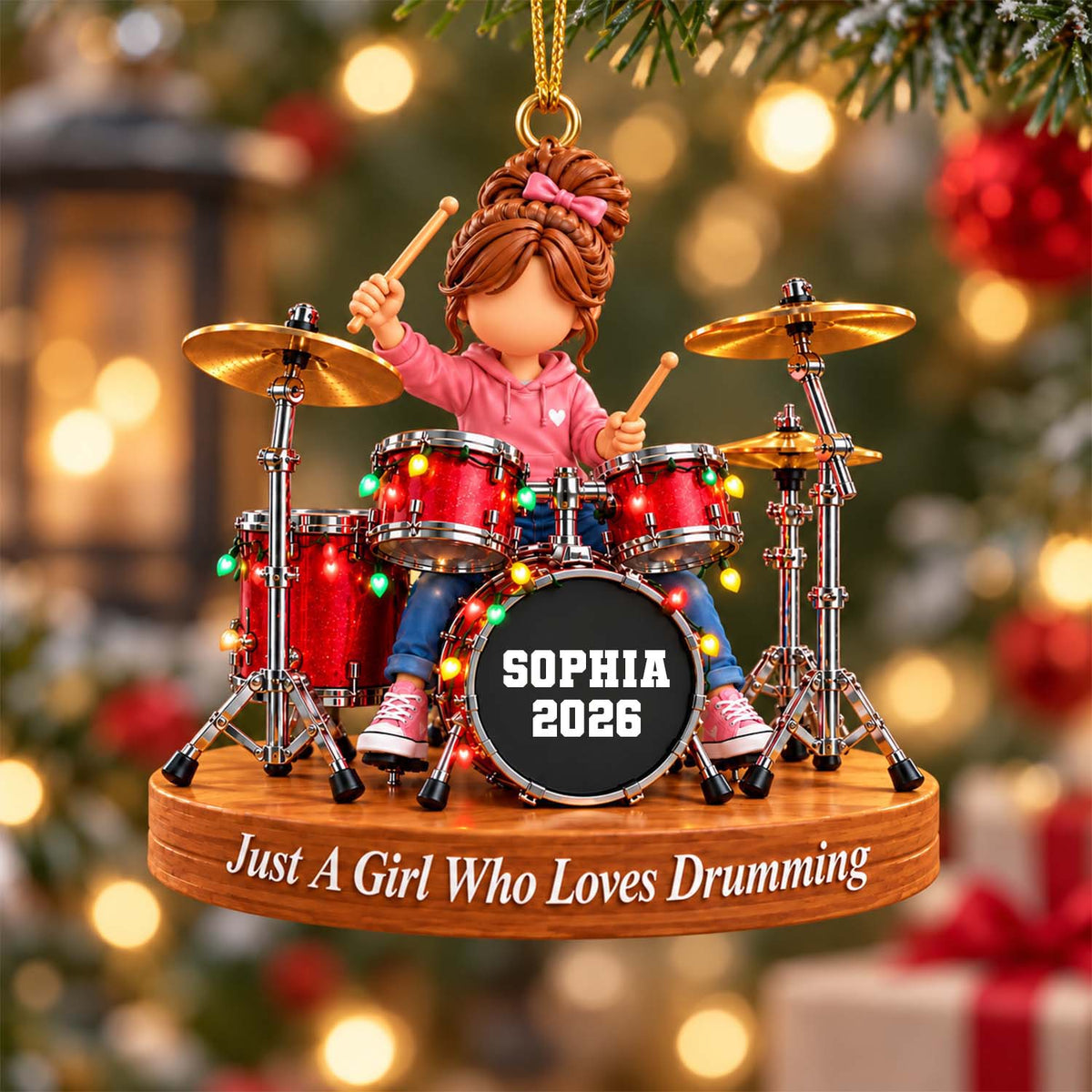 Custom Just A Girl Who Loves Drumming Ornament, Christmas Gifts For Drummer L0411 Pt99