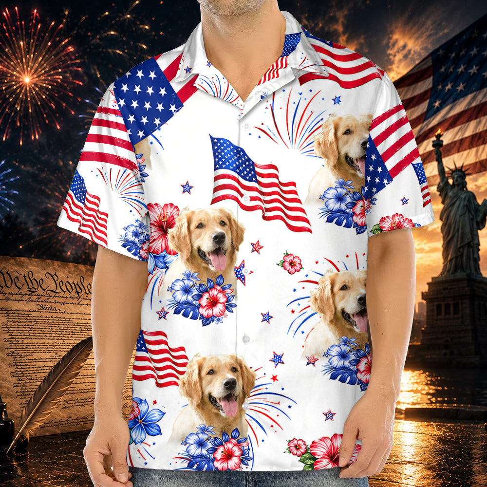 250 Years Of Freedom With Dog Cat, Personalized Dog Cat Photo United State Flag Hawaii Shirt, Gift For Dog Cat Lovers MI209 TH23