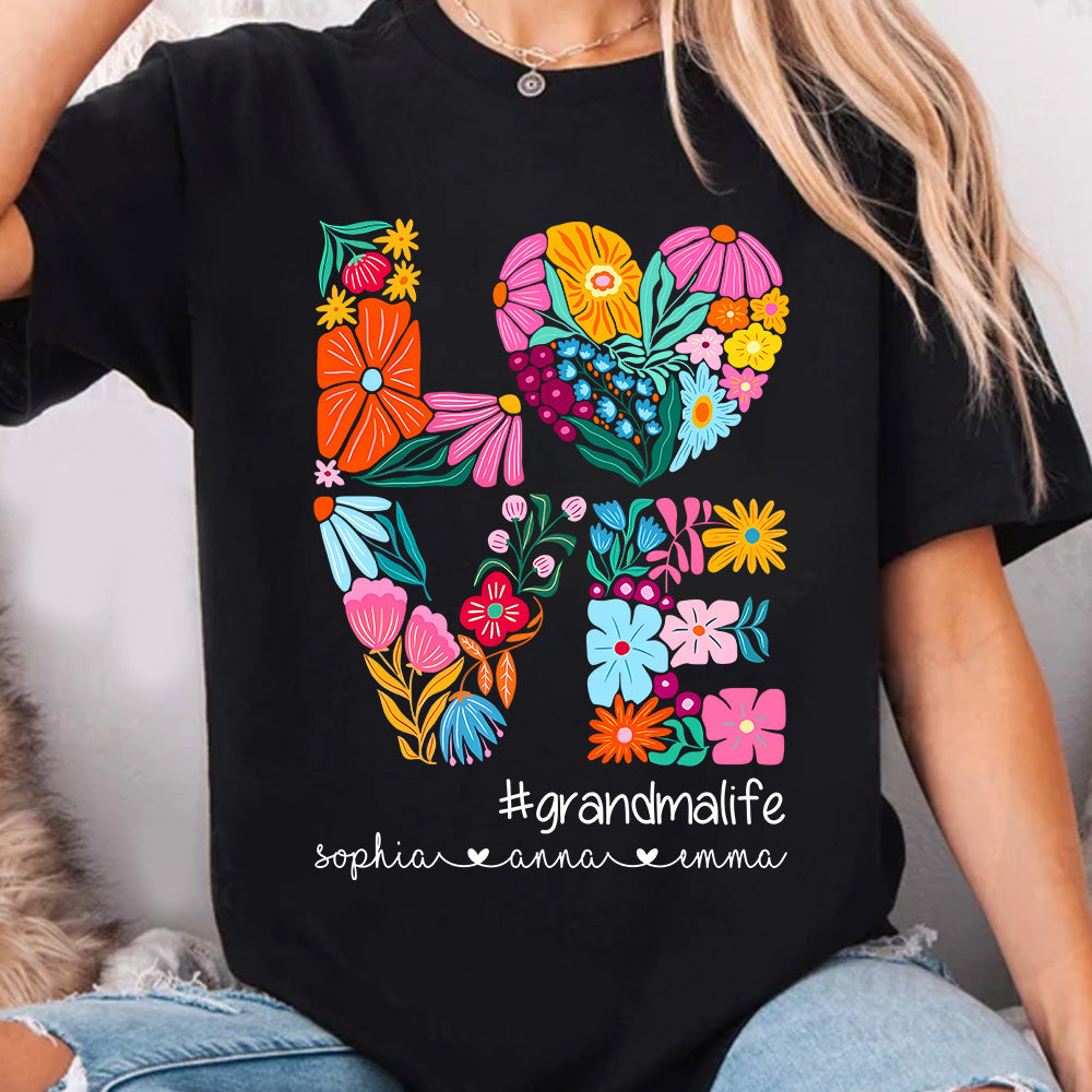 Love Grandmalife - Cute Personalized Floral Shirt For Mother's Day - Custom Kids Names NA04 Do99