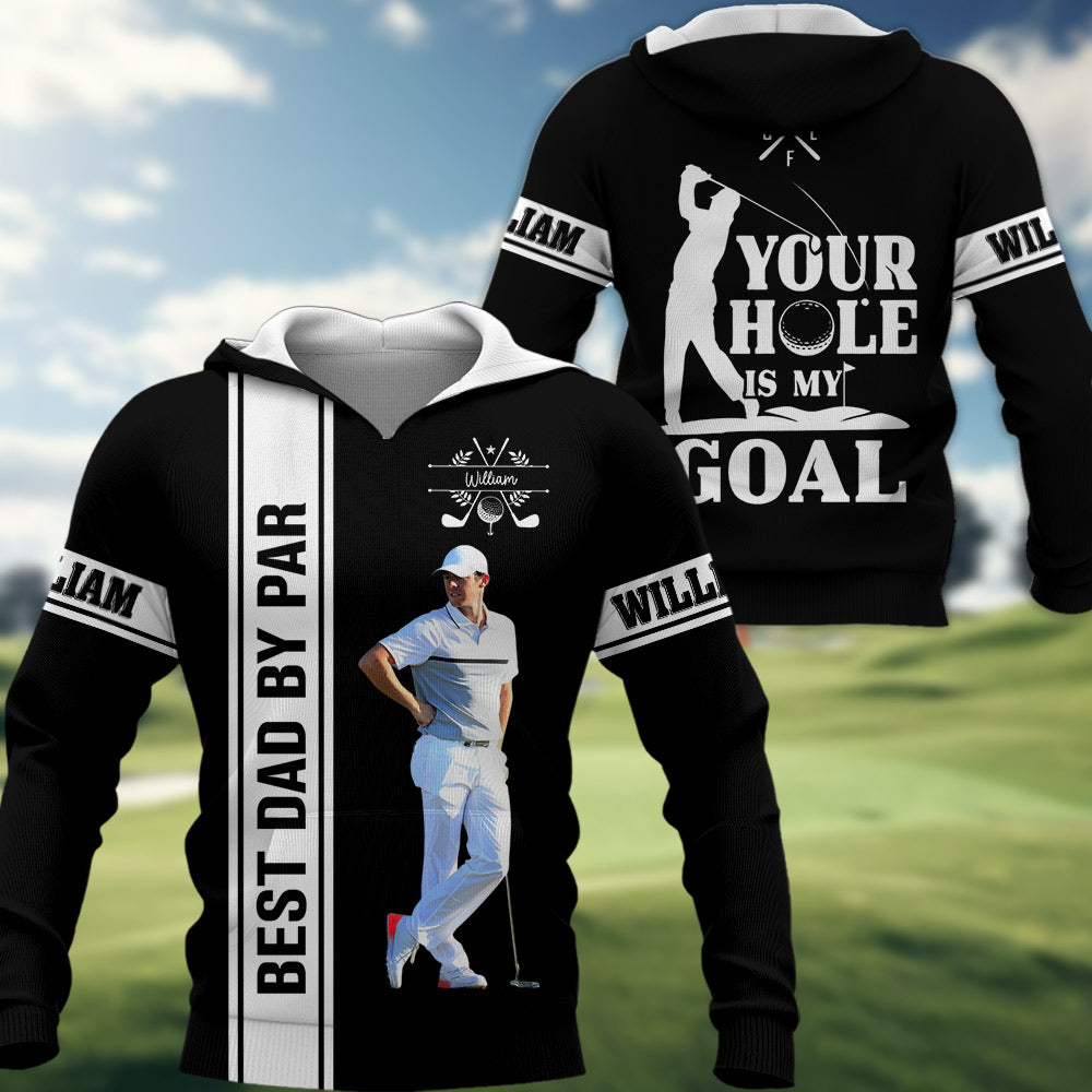 Personalized Best Dad By Par Golf Polo Shirt, Dad Golf Shirt, Custom Name Golf Polo Shirt, Gift For Golf Lovers T1807