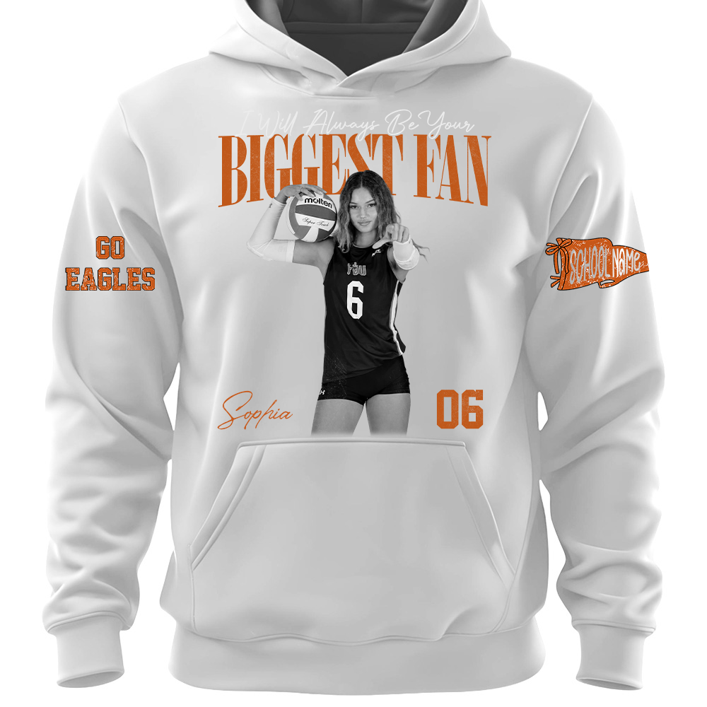 I'll Always Be Your Biggest Fan, Personalized Vintage “Biggest Fan” Volleyball Shirt, Custom School Team Name, Gift For Volleyball Lovers T1807 TH23