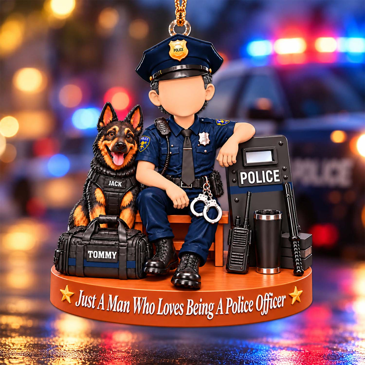 Custom Just A Man Who Loves Being A Police Officer Ornament, Christmas Gift For Police Officer L0411 Pt99