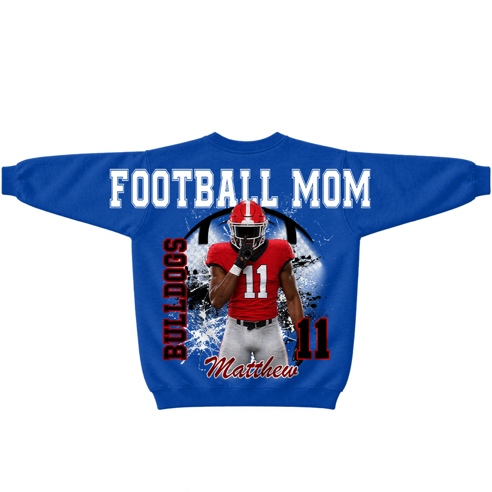 Custom Football Mama Sweatshirt, Sports Mama Hoodie, Large Back Graphic Team Name L0411 TH23