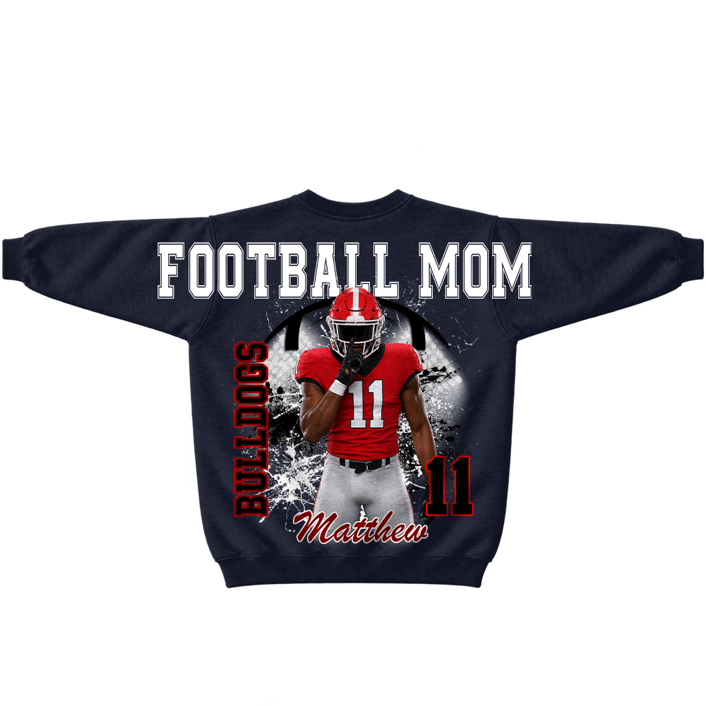 Custom Football Mama Sweatshirt, Sports Mama Hoodie, Large Back Graphic Team Name L0411 TH23