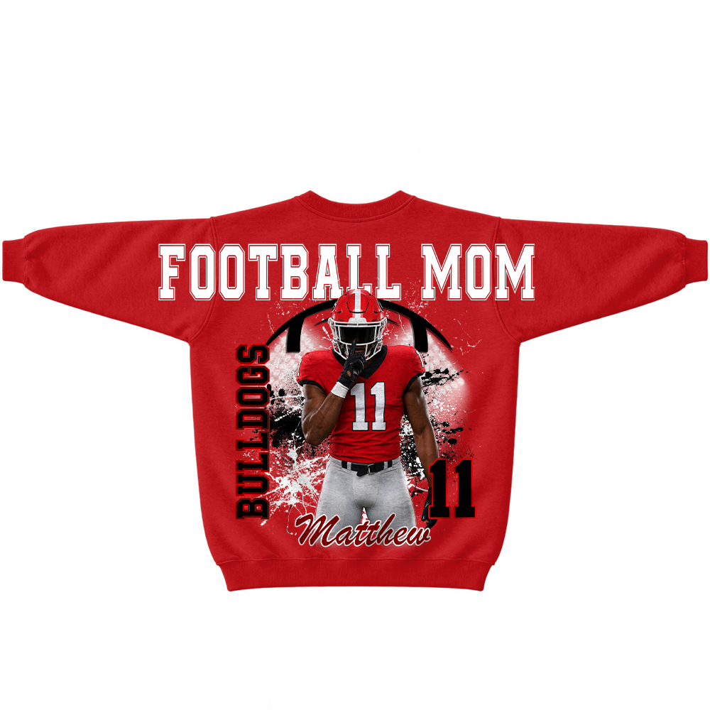 Custom Football Mama Sweatshirt, Sports Mama Hoodie, Large Back Graphic Team Name L0411 TH23