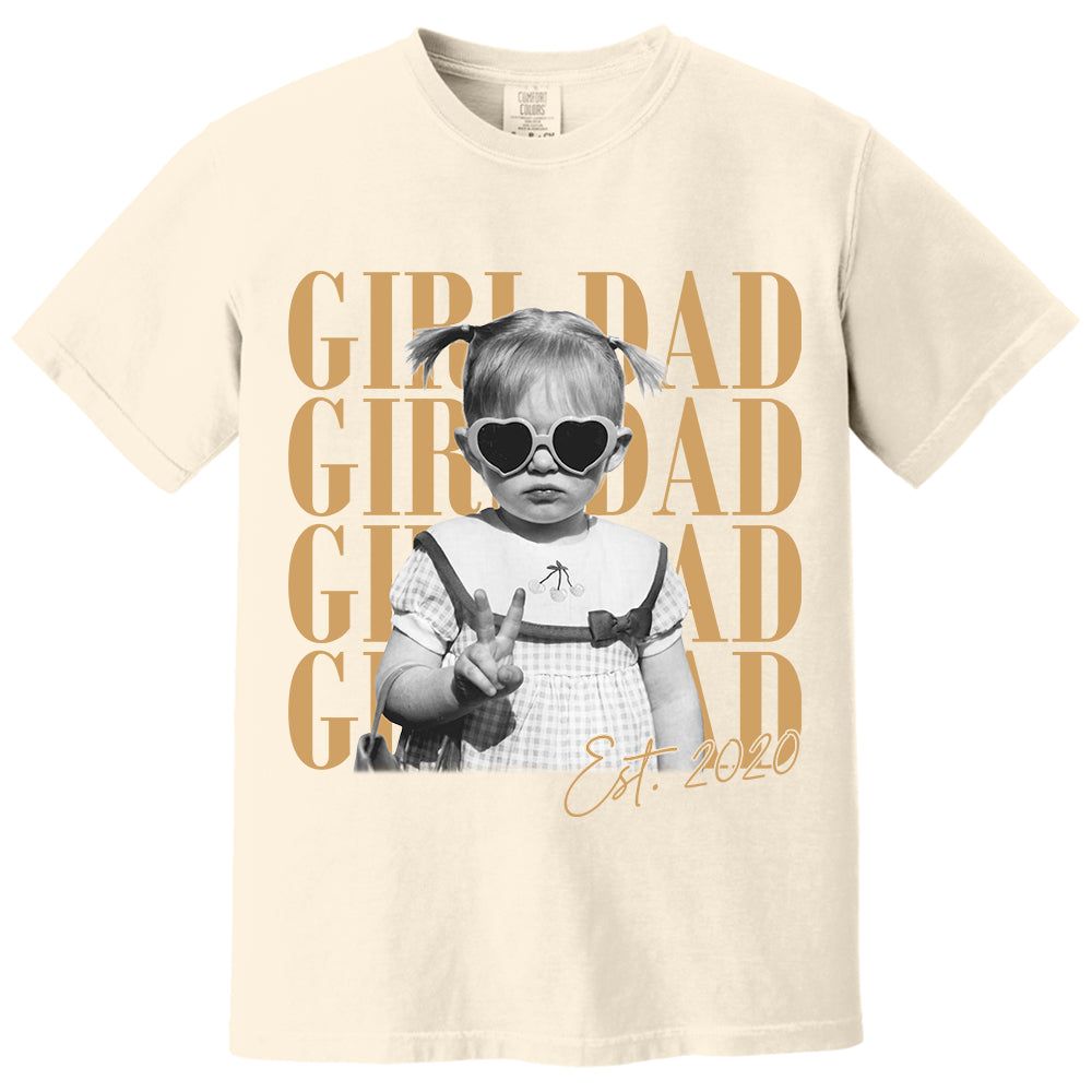 Custom Dad Vintage Photo Shirt, Custom Girl Dad Shirt, Personalized Fathers Day Shirt With Kids Photo, Funny Dad Shirt, Gift from Daughter VH01