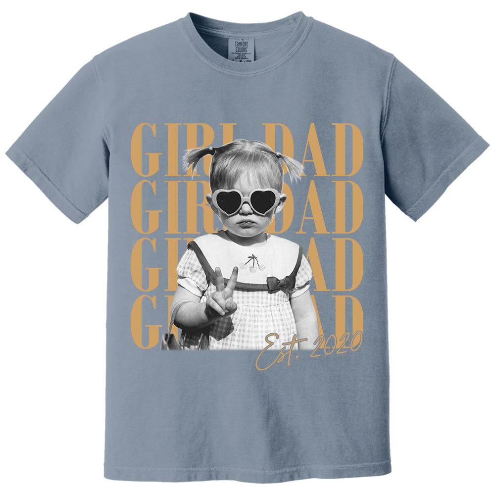 Custom Dad Vintage Photo Shirt, Custom Girl Dad Shirt, Personalized Fathers Day Shirt With Kids Photo, Funny Dad Shirt, Gift from Daughter VH01