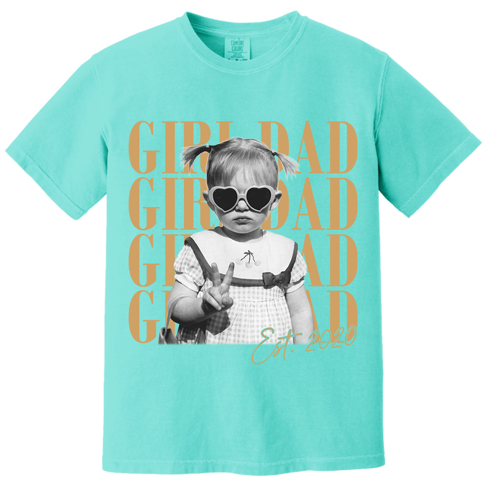 Custom Dad Vintage Photo Shirt, Custom Girl Dad Shirt, Personalized Fathers Day Shirt With Kids Photo, Funny Dad Shirt, Gift from Daughter VH01