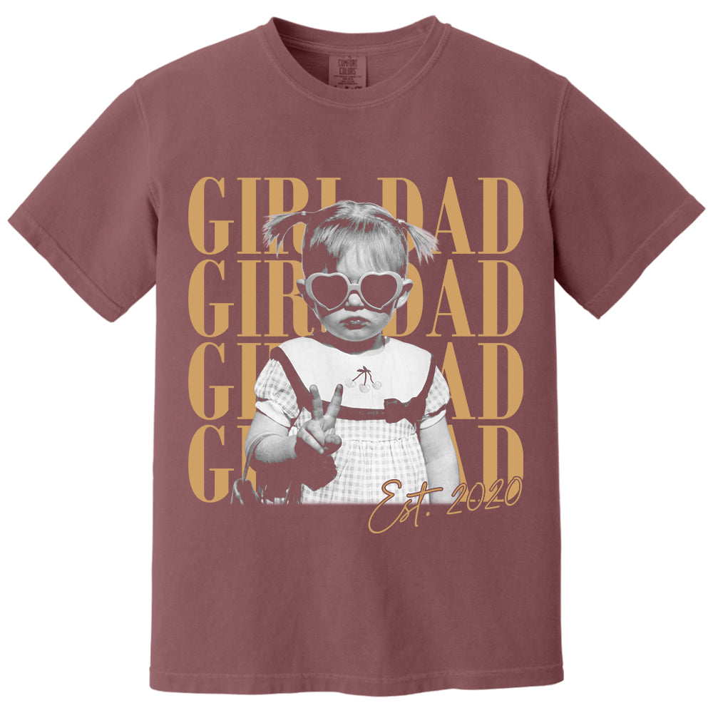 Custom Dad Vintage Photo Shirt, Custom Girl Dad Shirt, Personalized Fathers Day Shirt With Kids Photo, Funny Dad Shirt, Gift from Daughter VH01