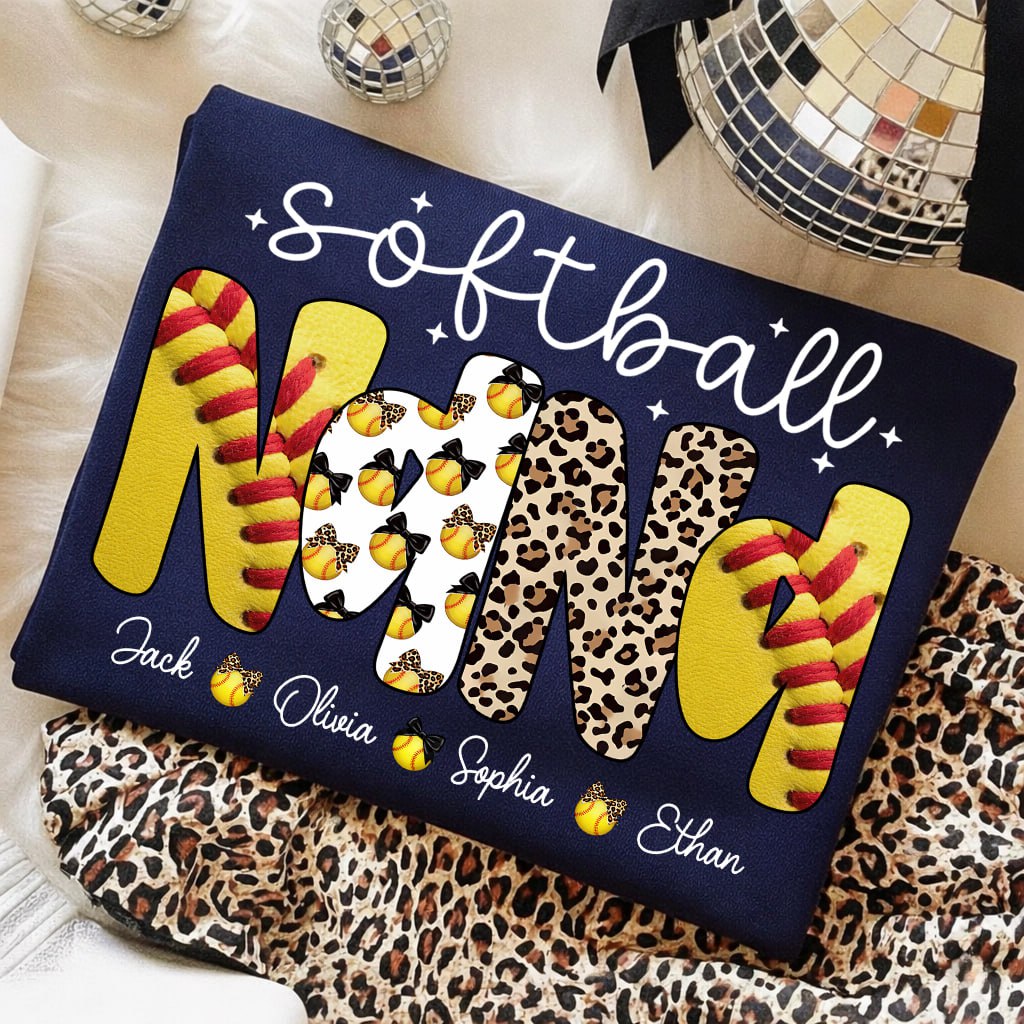 Personalized Softball Mama Shirt, Custom Softball Sports Grandma Nickname Shirt