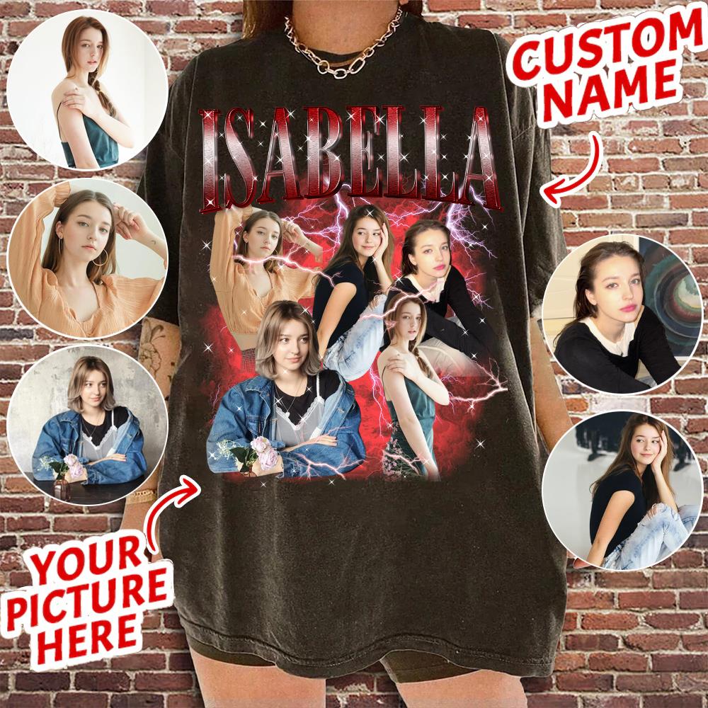 Custom Bootleg Rap Tee Shirt for Boyfriend Girlfriend Custom Face Tshirt Vintage Graphic Shirt Nh00