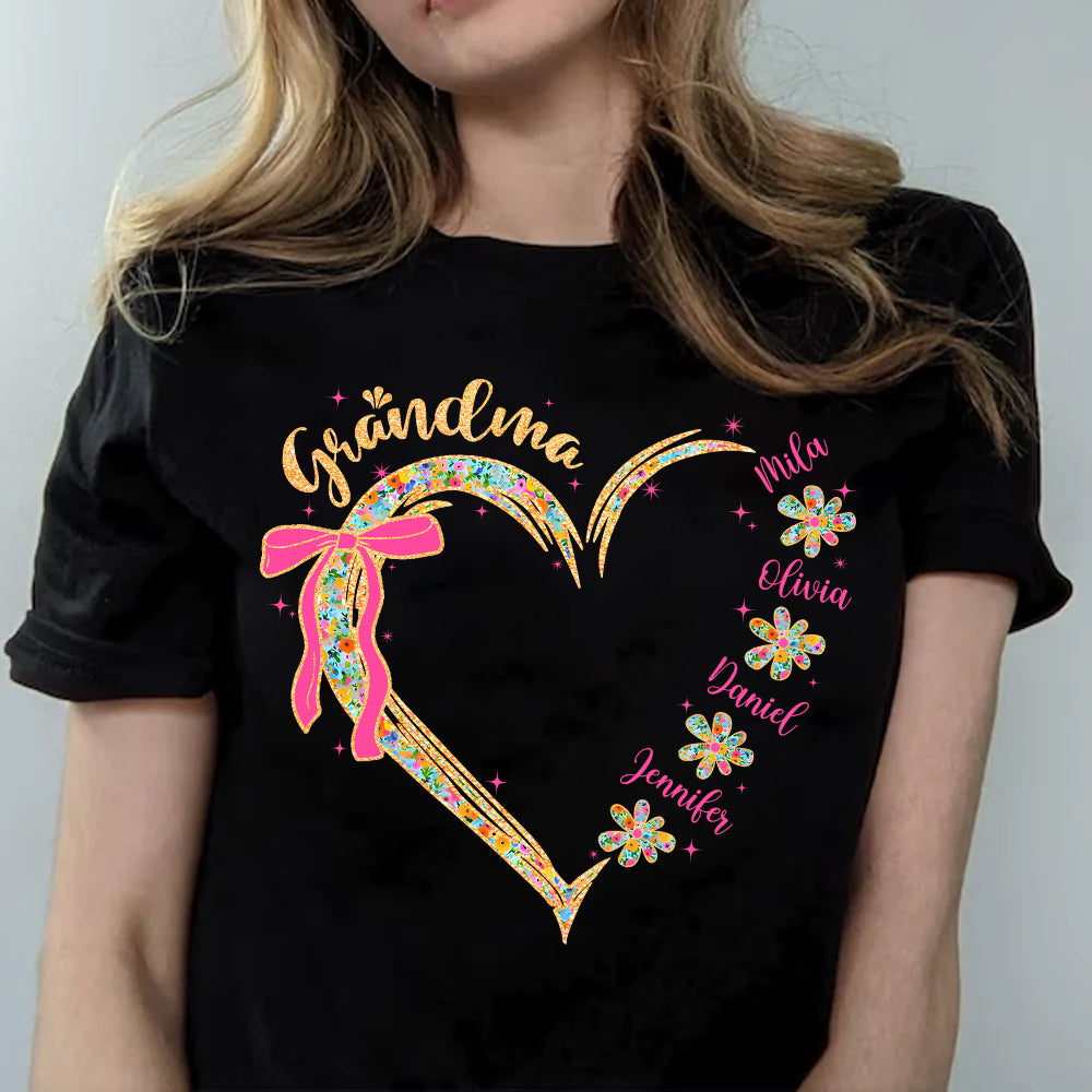 Grandma Floral Heart - Cute Personalized Shirt For Grandma Mother's Day NA04 Tm01