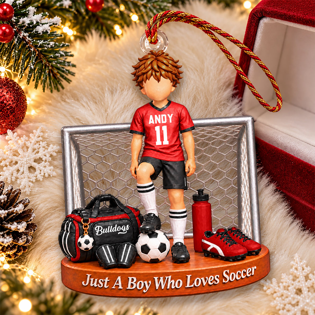 Just A Boy Who Loves Soccer, Personalized Soccer Ornament, Custom Player Name Gift, Gift For Soccer Players Soccer Lover MI209 Nh00