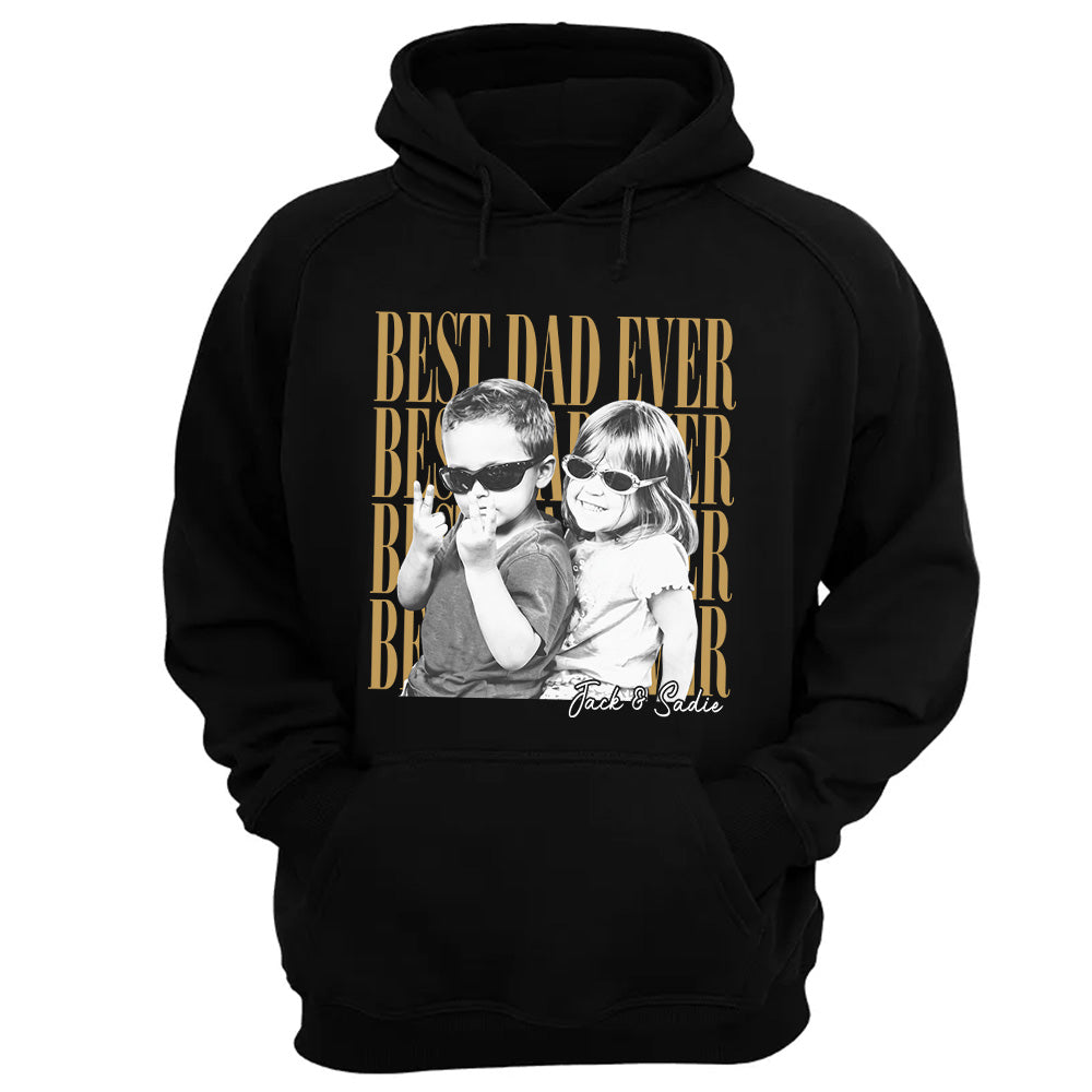 Pullover HoodieCustom Dad Vintage Photo Shirt Personalized Fathers Day Shirt With Kids Photo, Funny Dad Shirt, Best Dad Ever Shirt, New Dad Gift Vh01