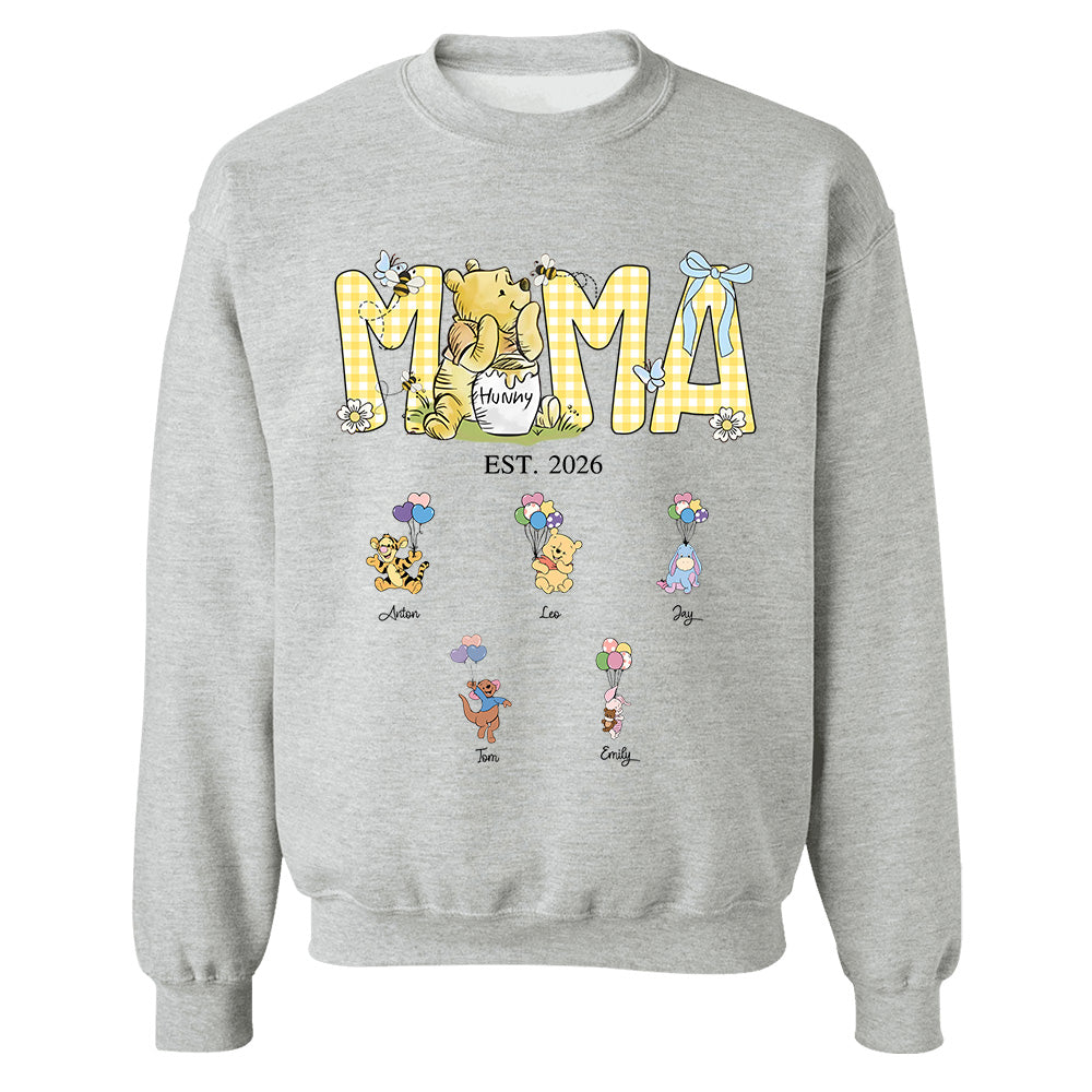 Custom Mama Bear Est And Grandkids Heart Shirts, Mama Est with Name On The Sleeve, Personalized Shirt Gift For Mom, Grandma, Custom Mother's Day Sweatshirt Shirt MI209