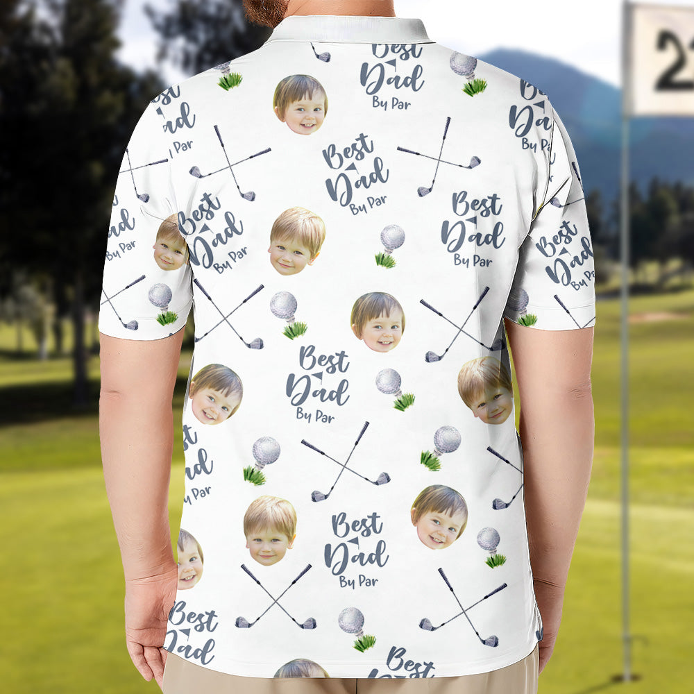 Best Dad By Par - Personalized Polo Shirt with Face, Customized Polo for Golfer, Great Gift for Dad, Father, Golf Gift for Men, Golf Shirt