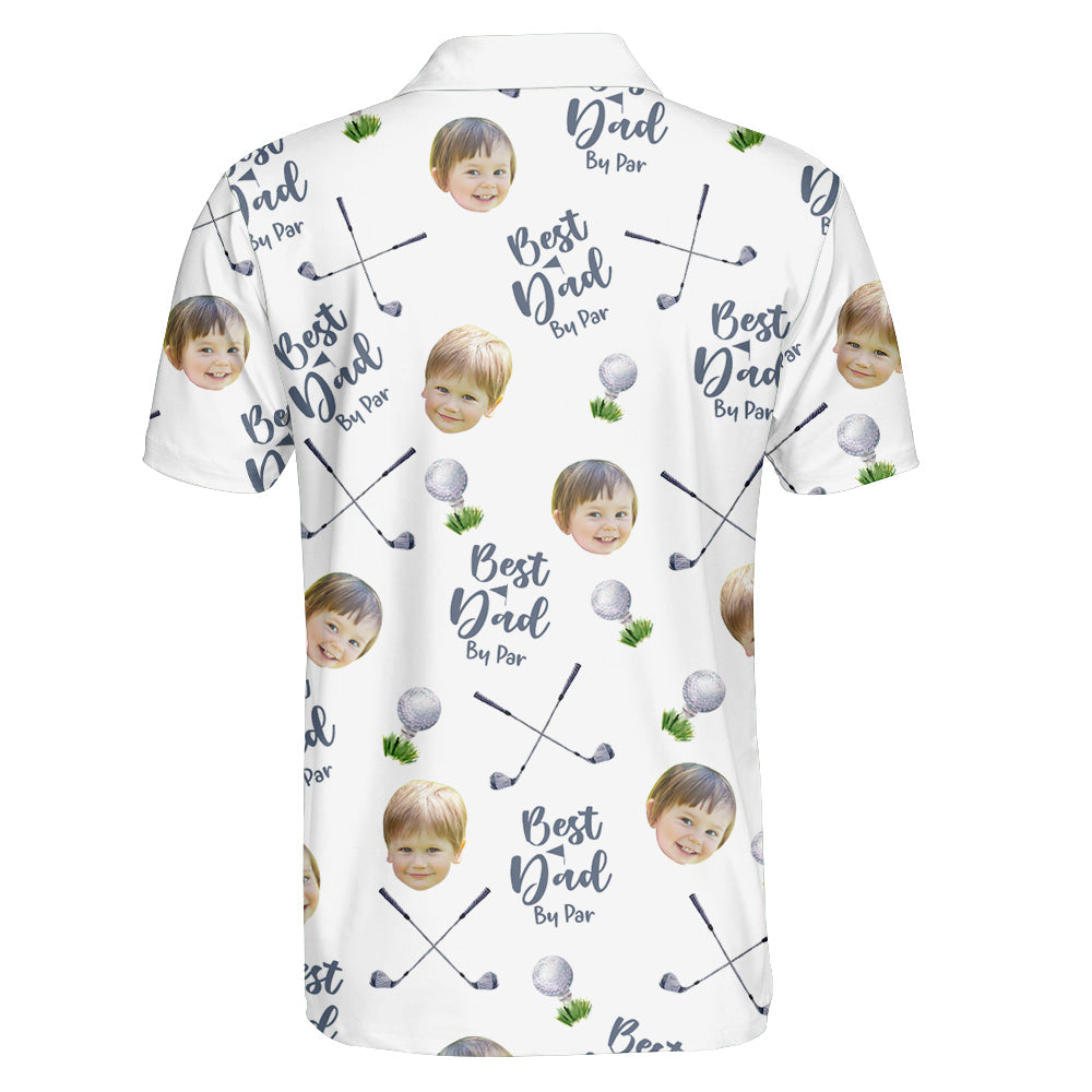 Best Dad By Par - Personalized Polo Shirt with Face, Customized Polo for Golfer, Great Gift for Dad, Father, Golf Gift for Men, Golf Shirt