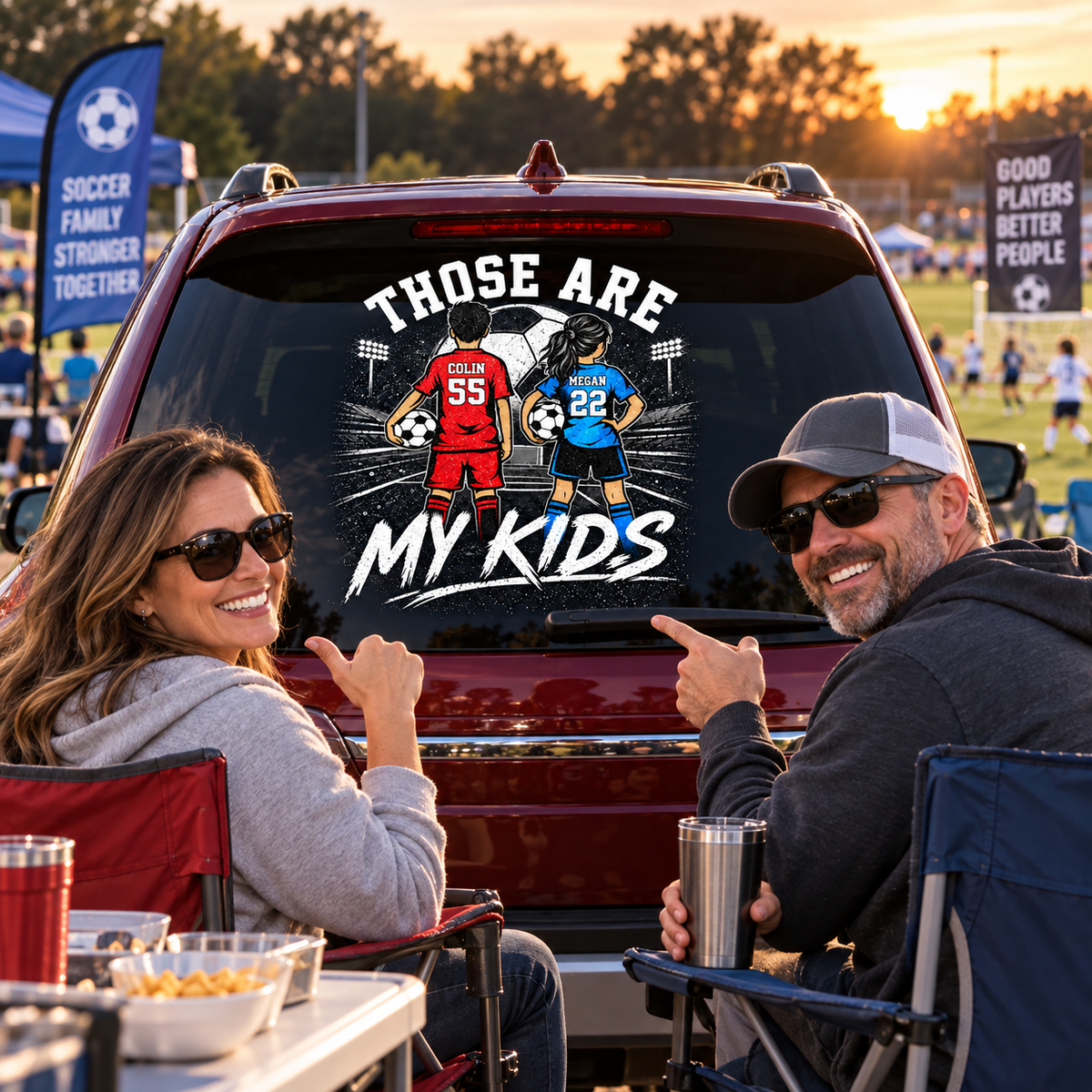 Personalized Those Are My Kids Car Decal, Custom Soccer Player Sticker, Gift for Sports Moms and Dads T1807