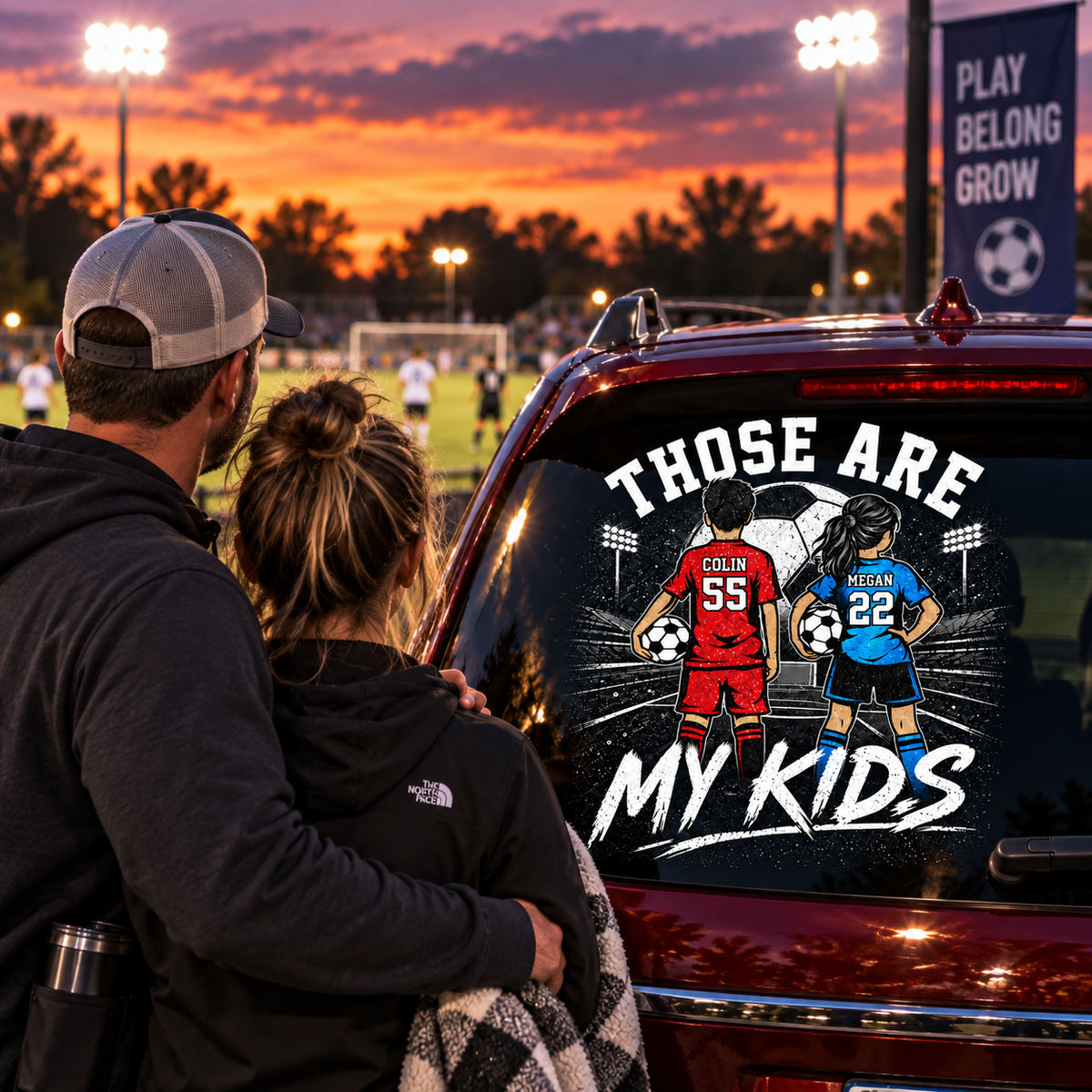 Personalized Those Are My Kids Car Decal, Custom Soccer Player Sticker, Gift for Sports Moms and Dads T1807