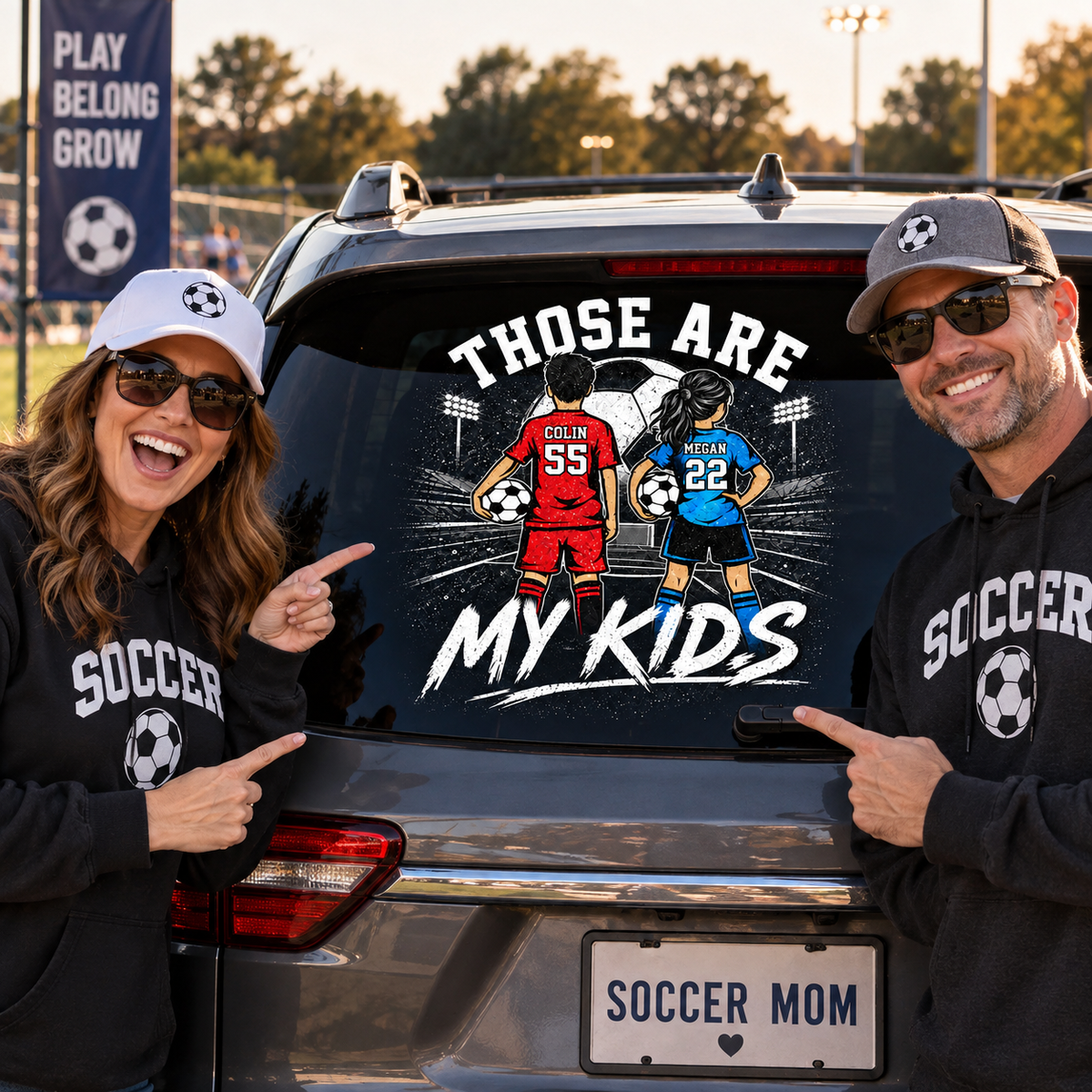 Personalized Those Are My Kids Car Decal, Custom Soccer Player Sticker, Gift for Sports Moms and Dads T1807