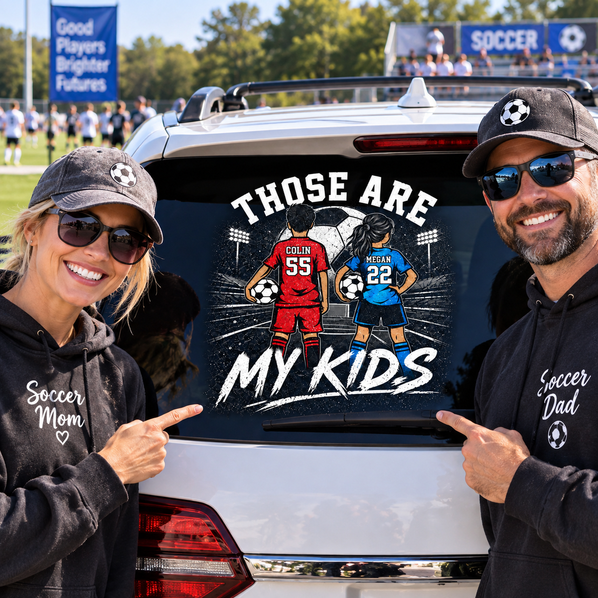 Personalized Those Are My Kids Car Decal, Custom Soccer Player Sticker, Gift for Sports Moms and Dads T1807