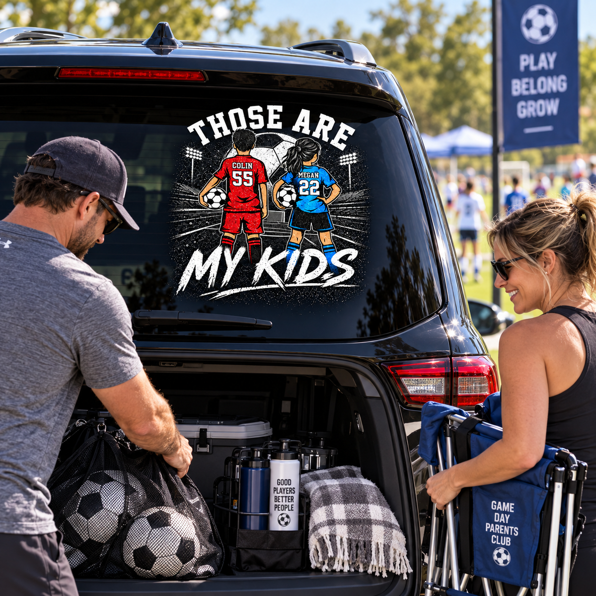 Personalized Those Are My Kids Car Decal, Custom Soccer Player Sticker, Gift for Sports Moms and Dads T1807