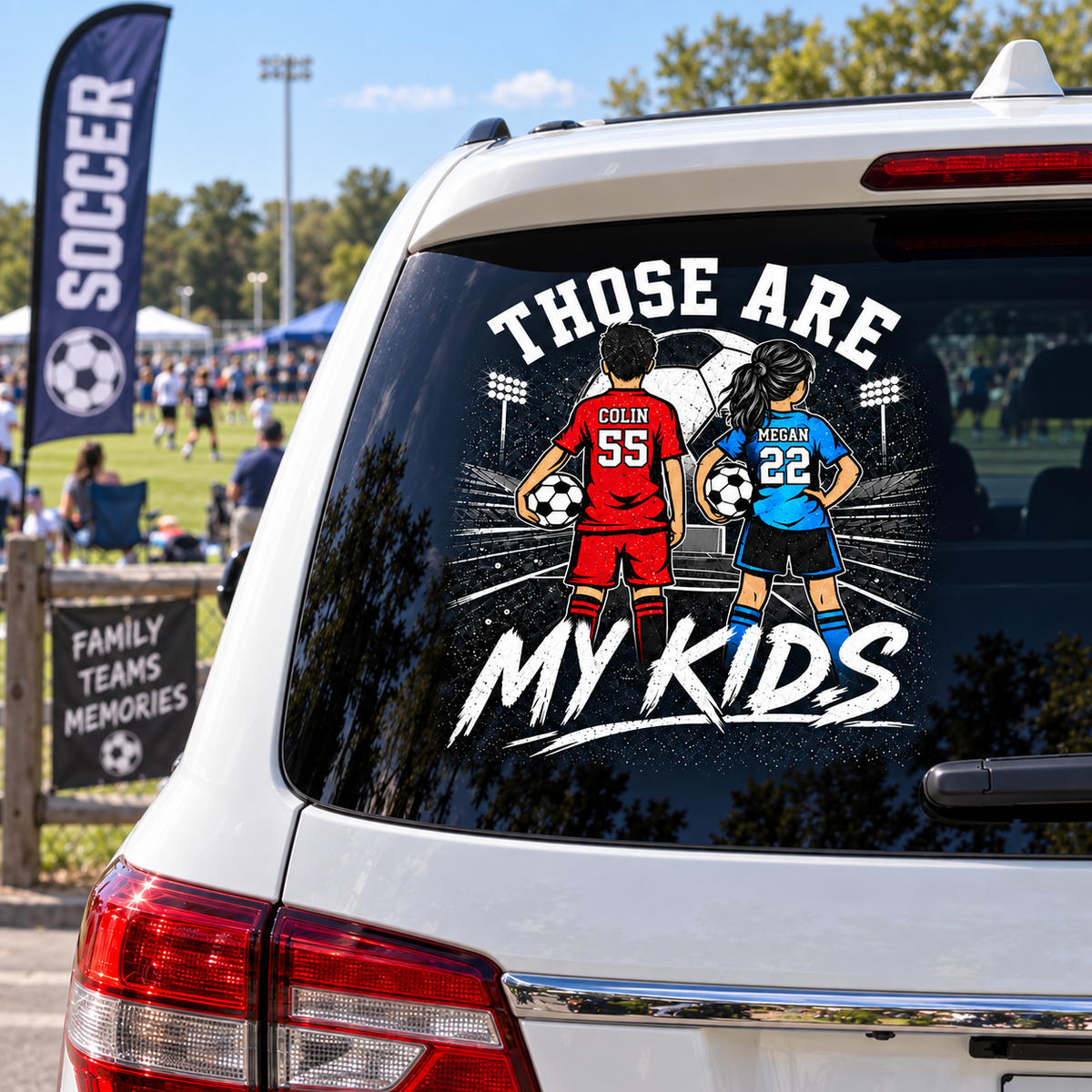Personalized Those Are My Kids Car Decal, Custom Soccer Player Sticker, Gift for Sports Moms and Dads T1807