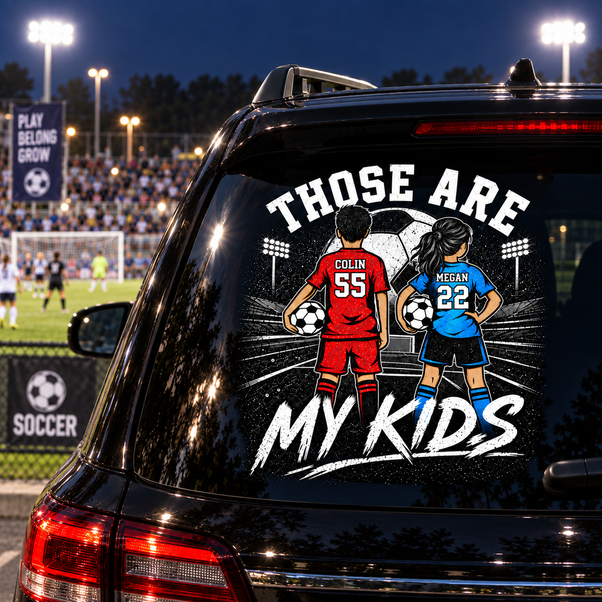 Personalized Those Are My Kids Car Decal, Custom Soccer Player Sticker, Gift for Sports Moms and Dads T1807