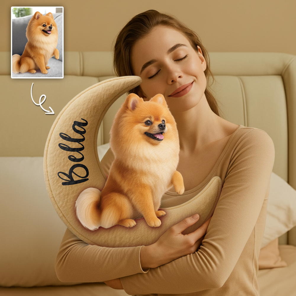 Personalized Dog/ Cat Sit On The Moon Ugly Plush Pillow For Dog Lovers Hv01