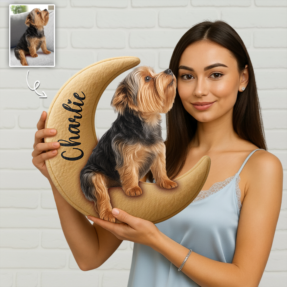 Personalized Dog/ Cat Sit On The Moon Ugly Plush Pillow For Dog Lovers Hv01