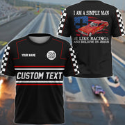 I'm a Simple Man - I Like Racing And Believe in Jesus - Custom Photo Racing Shirt A2110