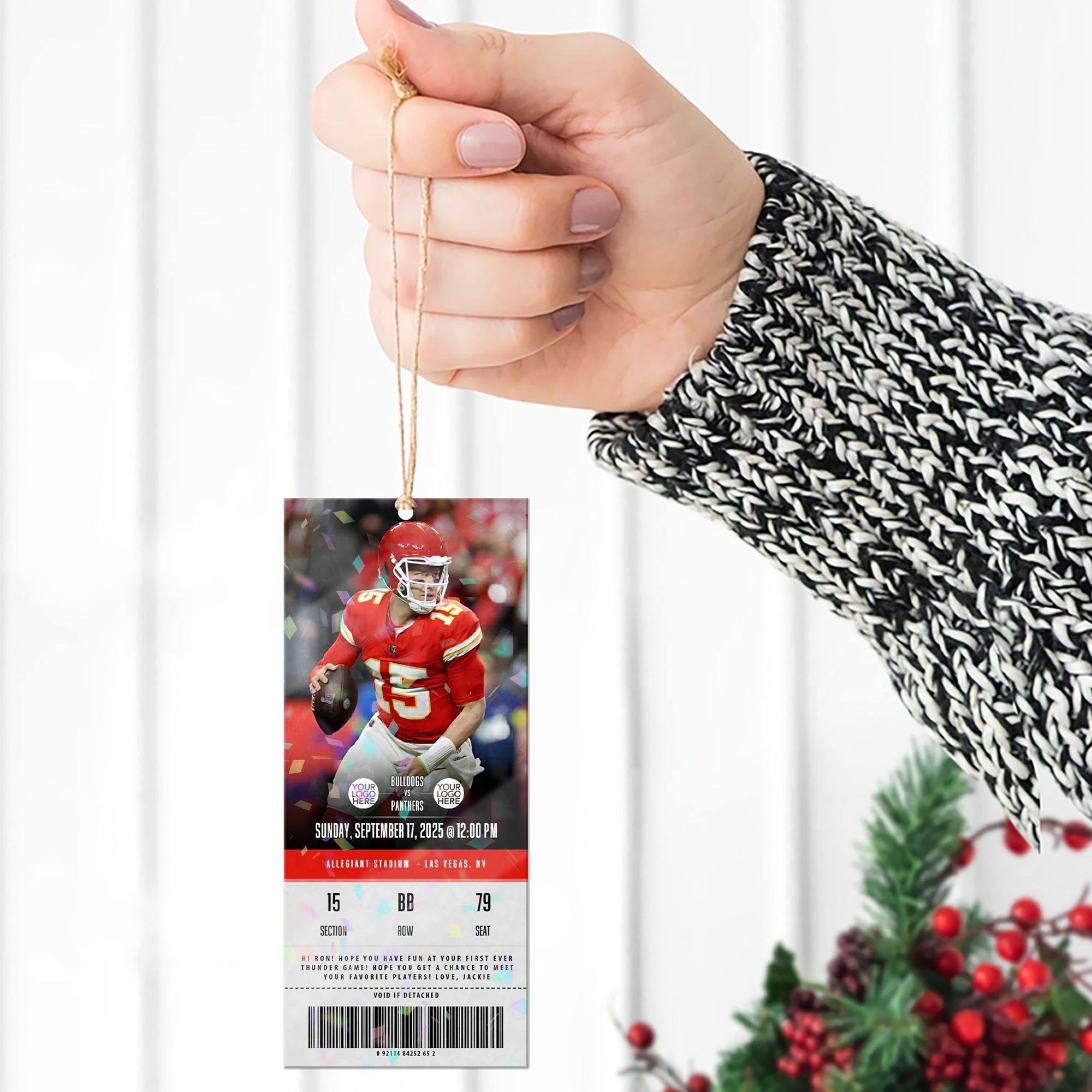 Custom Football Game Ticket Ornament, Gift for Football Lover A2110 Hv01