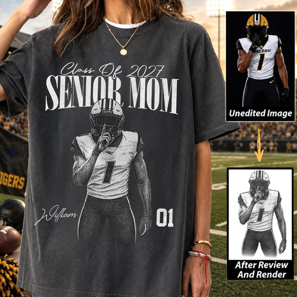 Personalized Senior Mom Shirt, Custom Sports Mom Gameday Shirt Proud Family Gift T1807 Hv01