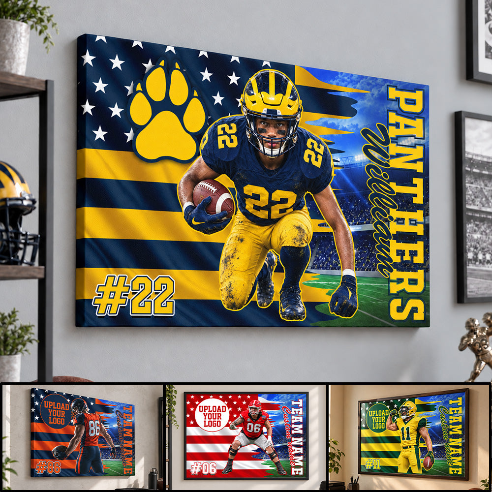 Custom Photo Football Game Day Football Poster And Canvas Gift For Football Lovers - Personalized Gift For Football Player K1702 MT2
