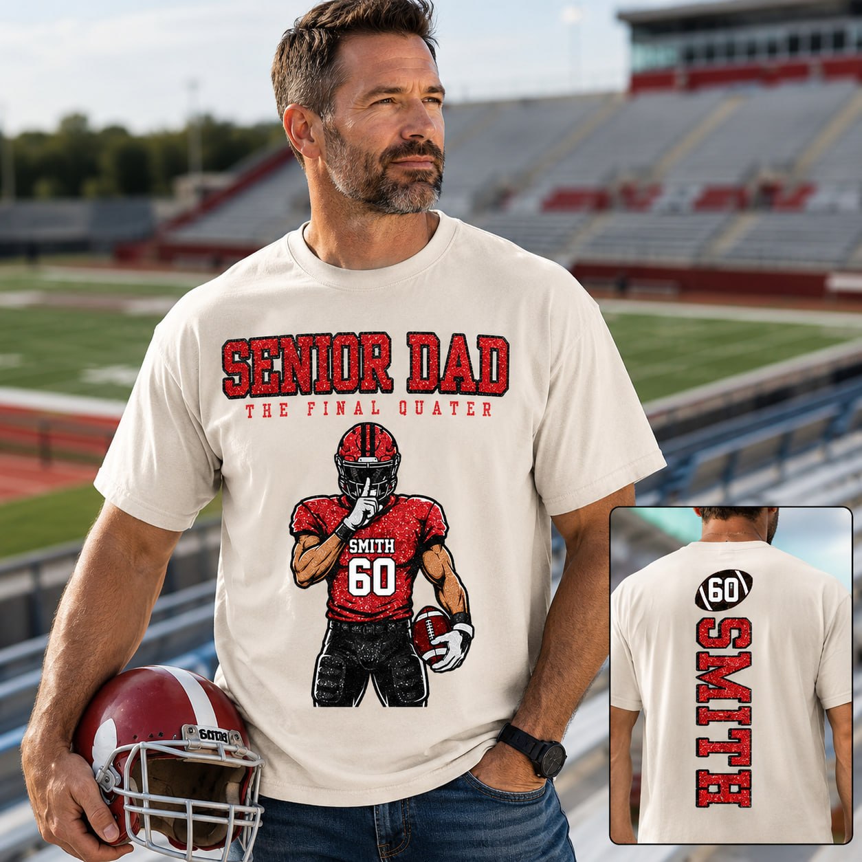 Personalized Senior Mom Football Shirt, The Final Quarter Shirt, Custom Player Name Number Tee, Class of 2027 Football Mom Gift Na02 VH01