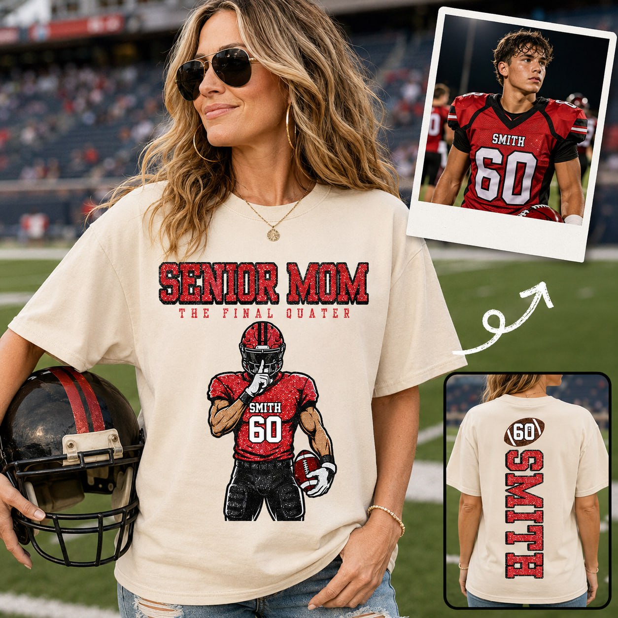 Personalized Senior Mom Football Shirt, The Final Quarter Shirt, Custom Player Name Number Tee, Class of 2027 Football Mom Gift Na02 VH01