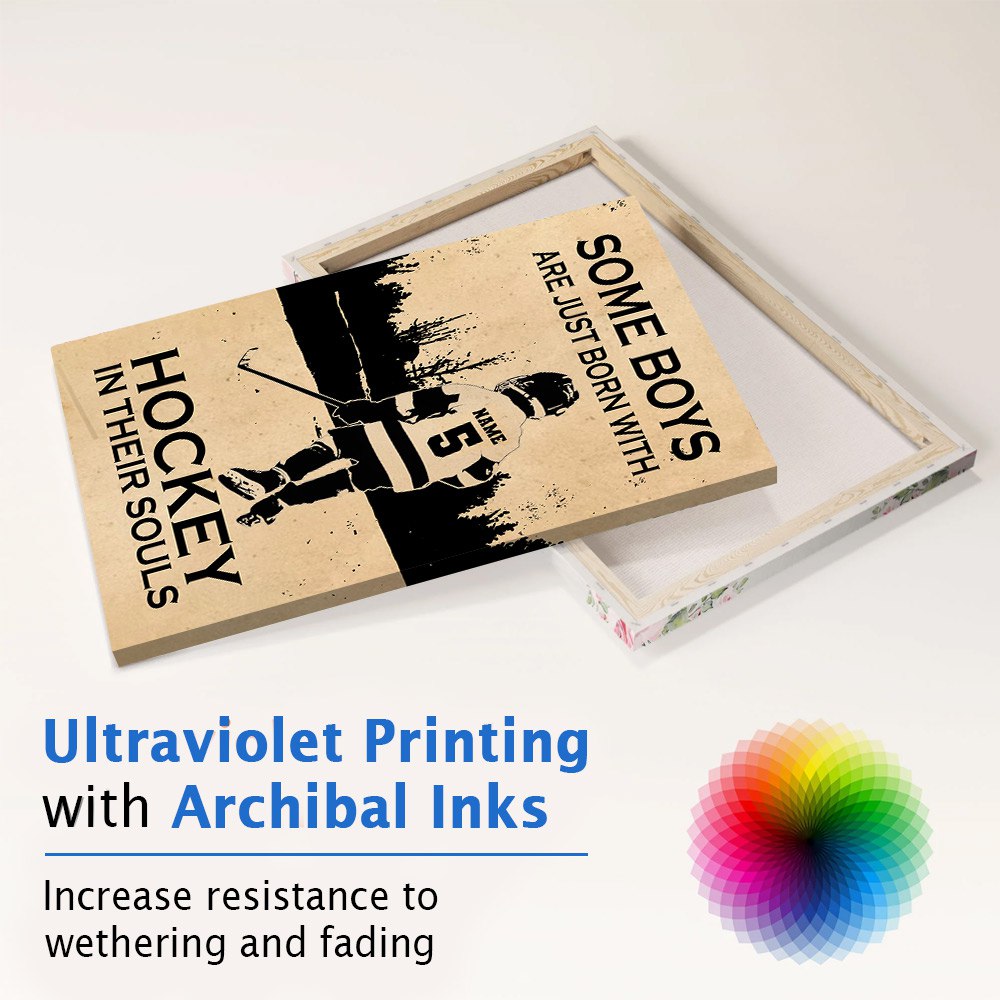 Custom Upload Photo Some Boys Are Just Born With Hockey In Their Souls Poster Canvas