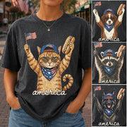 Custom Photo Pet, Patriotic Cat Shirt, Cat Lover Gift, 4th Of July Shirt, America Tee, Independence Day Graphic