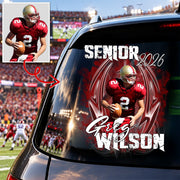 Personalized Football Senior Mom Dad Car Decal, Custom Photo Player Sticker, Gift for Sports Moms and Dads T1807