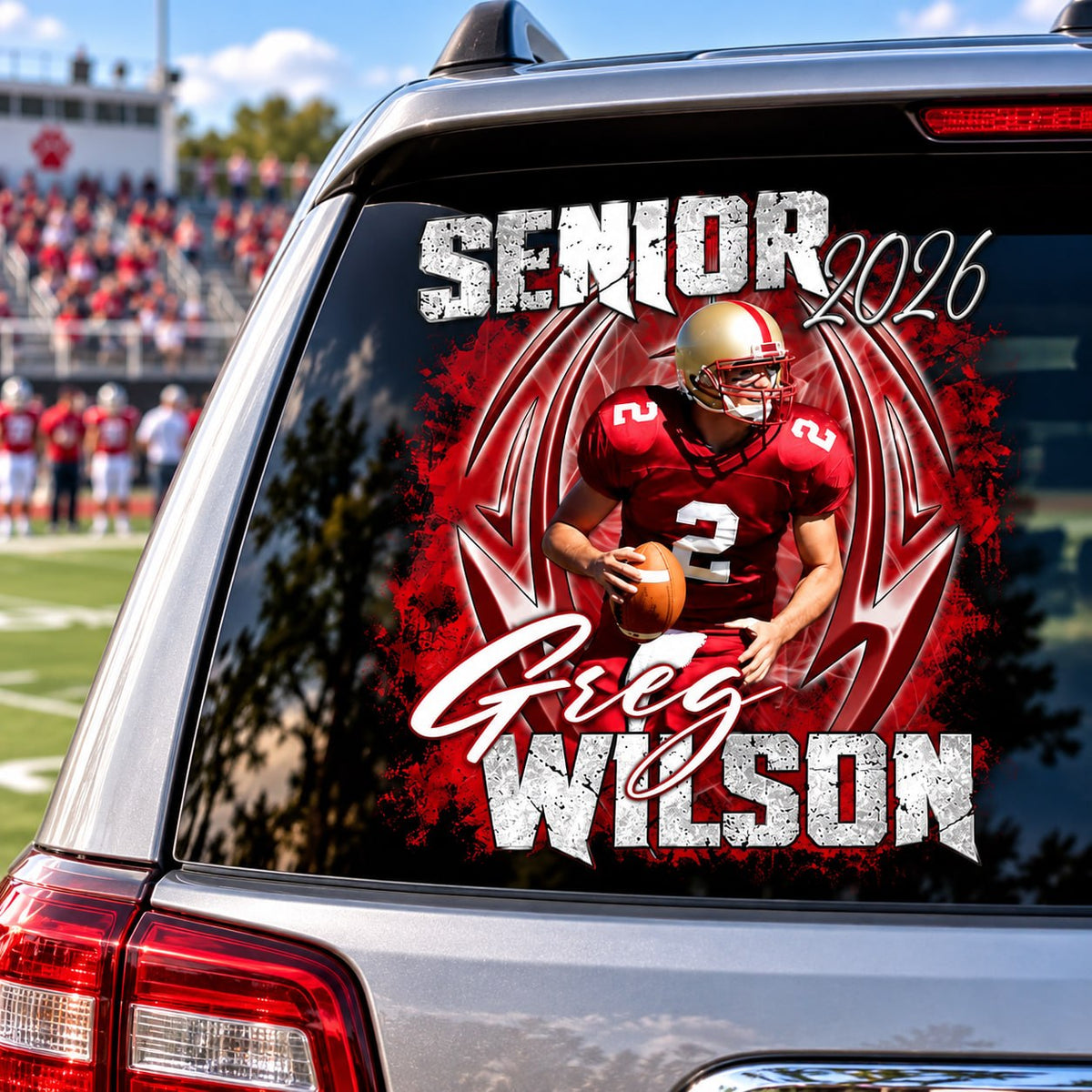 Personalized Football Senior Mom Dad Car Decal, Custom Photo Player Sticker, Gift for Sports Moms and Dads T1807