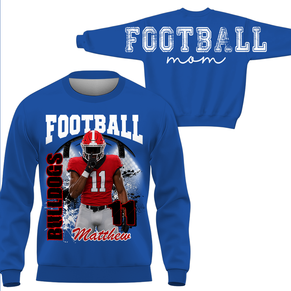Custom Football Mom Sweatshirt,   Game Day Football Mom, Sports Mom Gift L0411 Hv01