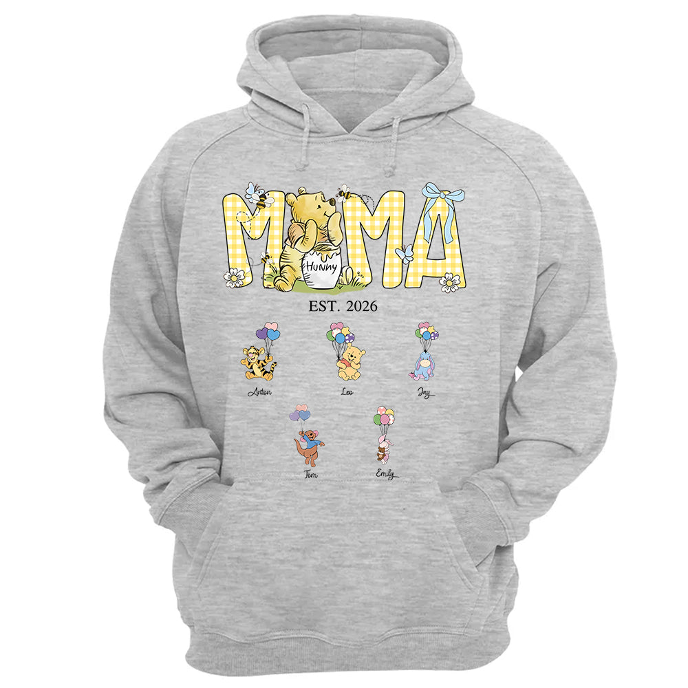 Custom Mama Bear Est And Grandkids Heart Shirts, Mama Est with Name On The Sleeve, Personalized Shirt Gift For Mom, Grandma, Custom Mother's Day Sweatshirt Shirt MI209